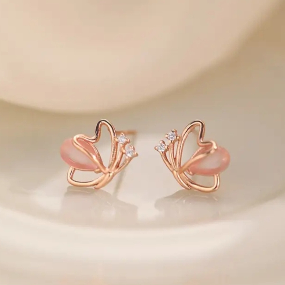 Elegant Pink Butterfly Earrings